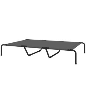 PawHut — Heavy Duty Elevated Dog Bed — Chew Resistant Cooling Outdoor Cot 59.8x37 Black Gray Large Dogs