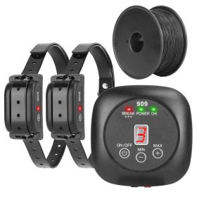 Underground Electric Dog Fence System Waterproof Rechargeable Collars Adjustable Signal Range Multiple Dogs Training Boundary Kit