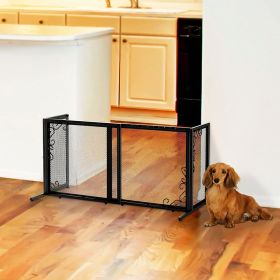 Freestanding Metal Mesh Gate Adjustable Indoor Barrier Stylish Home Safety Fence Durable Non-Slip Design Hallway Doorway Pet Containment