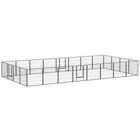 Dog Playpen 24 Panels Lockable Door 15.7' x 15.7' x 2.6' Steel CCS
