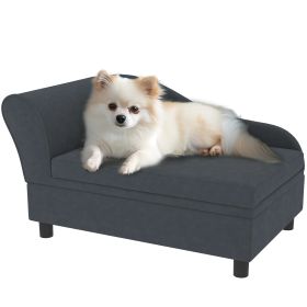 Luxury Dog Bed Soft Foam Couch Hidden Storage Small Dark Grey CCS