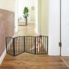 Dog Gate Freestanding Folding Wooden Barrier Doorways Stairs CCS