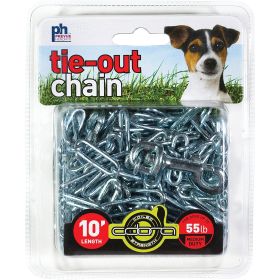 Prevue Tie-Out Chain Medium Duty 10 Foot Zinc Plated Steel Dual Swivel Snap Hooks