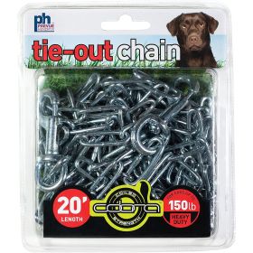 Prevue Tie-Out Chain Heavy Duty 20 Foot Welded Steel Links Tangle Resistant Swivel Snaps