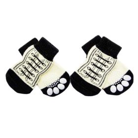 Dog Socks Rubber Paw Grip Traction Shoelace Pattern Non Slip Set of 4 CCS