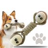 Dog Braided Rope Toy Interactive Fetch Tug Dental Natural Cotton Fibers Double Knots CCS