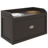 PawHut Dog Bowl Stand Elevated 2 Bowls Built-In Storage Wooden Raised Feeding Station