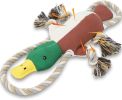 Plush Duck Squeaky Dog Tug Toy Crinkle Paper Wings Woven Cotton Dental Rope Limbs CCS