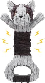 Plush Dog Squeak Pull Tug Toy Crinkle Audio Dental Cleaning Fibers Anxiety Relief CCS