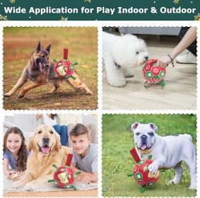 Christmas Dog Soccer Ball 8-Inch Large Profile Durable PU Shell Nylon Grab Tabs Holiday Fetch CCS