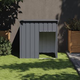 Anthracite Dog House Galvanized Steel Durable Sloped Roof 43x40x42 Inch CCS