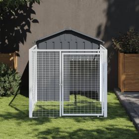 Anthracite Dog House Galvanized Steel Locks Sloped Roof 46x79x48 Inch CCS