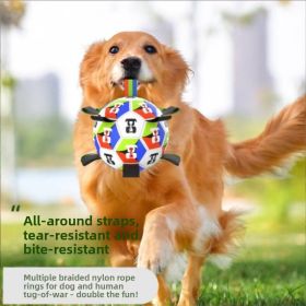 World Cup Inspired Dog Soccer Ball Soft PU Leather 360-Degree Nylon Grab Tabs Tug CCS