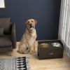 PawHut Dog Bowl Stand Elevated 2 Bowls Built-In Storage Wooden Raised Feeding Station