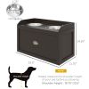 PawHut Dog Bowl Stand Elevated 2 Bowls Built-In Storage Wooden Raised Feeding Station