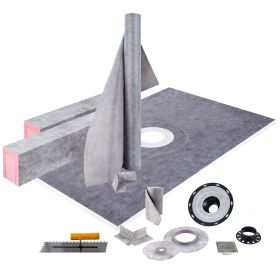 Vevor Shower Curb Kit 48x72 Watertight Overlay 4 Inch PVC Steel Grate