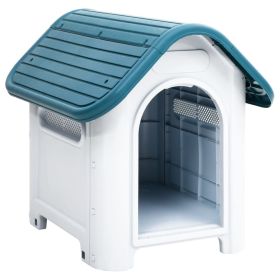 Dog House Polypropylene Durable Blue Roof 23x29x26 Inch Small CCS