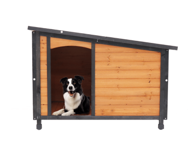 Dog House 46 Inch Wooden Raised Feet Weatherproof Asphalt Roof Large CCS