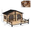 Dog House Wooden Raised Log Cabin Porch 59x64x39 Inch Large CCS
