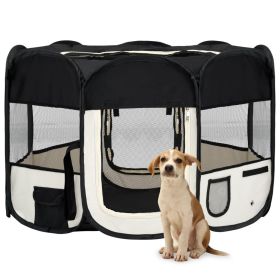 Pet Life Dog Playpen Foldable Carry Bag Octagonal Mesh Black 43 x 43 x 22 Inch