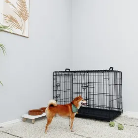 Dog Cage 36 Inch Black Wire Double Lock Two Doors CCS