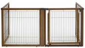 Richell Convertible Elite Dog Gate 4 Panel Walk Through Door Wooden Room Divider