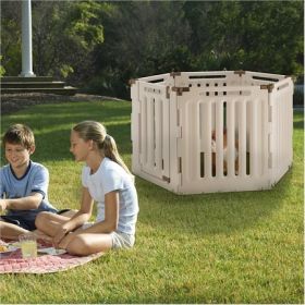 Richell Convertible Dog Playpen 6 Panel Expanded Indoor Outdoor Resin Enclosure