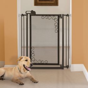 Richell Tall One-Touch Metal Mesh Dog Gate Pressure Mount Bronze Steel Wire Frame