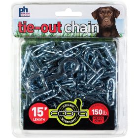 Prevue Tie-Out Chain Heavy Duty 15 Foot Thick Gauge Welded Steel Dual Swivel Snaps