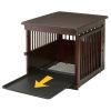 Richell End Table Dog Crate Large Wooden Furniture Style Removable Plastic Tray