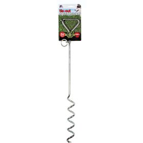Prevue Tie-Out Spiral Stake Heavy Duty 24 Inch Zinc Plated Steel Tangle Free Swivel Ring