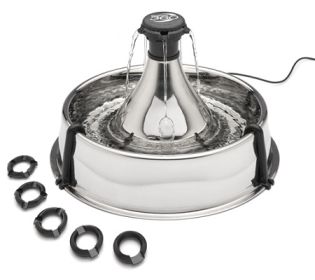 PetSafe Stainless Steel 360 Fountain Free Falling Streams 1 Gallon Dishwasher Safe