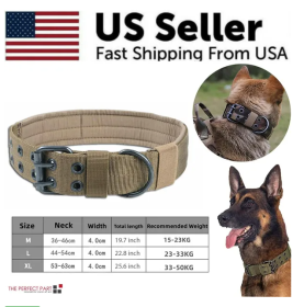 Tactical Nylon Dog Collar 1000D Heavy-Duty Neoprene Training Metal Buckle Handle CCS