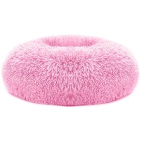 Unbranded — Soft Fleece Dog Donut Bed Warm Cozy Nest Sofa Cushion Plush Puppy L Size Plush Supportive (Option: Pink-L)