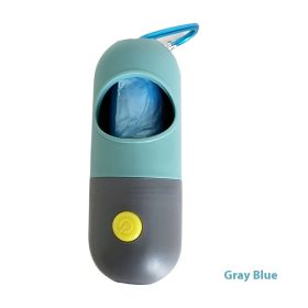 Unbranded — LED Waste Bag Dispenser Portable Leak Proof Dog Poop Bag Holder Illuminated Night Walk Safety Pet Waste Accessory (Option: Blue Gray-No Garbage Bag)
