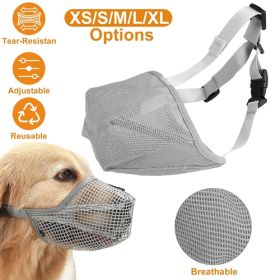 Dog Muzzle Adjustable Mesh Soft Fabric Long Snout Training Tool Anti-Biting CCS (Option: Gray-M)