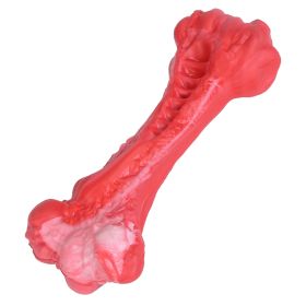 Durable Dog Chew Toy Rubber Beef Flavor Aggressive Chewers Teeth Cleaning Healthy Chewing Tough Bone (Option: RedWhite_M)