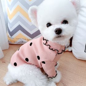 Dotted Turtleneck Dog Bottoming Shirt (Option: Pink-XXL)