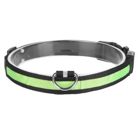 LED Dog Collar High Visibility Light Flashing Steady Safe Night Walking Puppy Safety Secure (Option: L_Green)