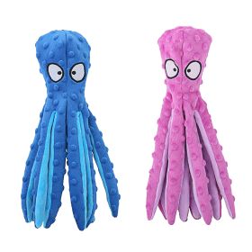 Carton Octopus Toy Set No Stuffing Squeaky Crinkle Bright Colorful Plush Safe Odorless Interactive Durable Chewing Puppy (Option: Blue_Pink)