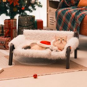 MEWOOFUN Raised Bed Elevated Plush Pet Sofa Non-Slip Bottom Supports 44 Lbs Washable (Option: QS19S)
