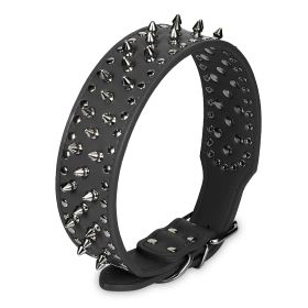 Spiked Dog Collar Adjustable PU Leather Protection Soft Skin Friendly Puppy Studded Skin-Friendly (Option: BLK_S)