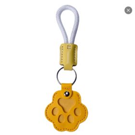 Dog Fur Memory Charm Leather Keychain Keepsake Grieving Owner Paw-Shaped Memorial Sympathy Gift CCS (Option: Yellow)