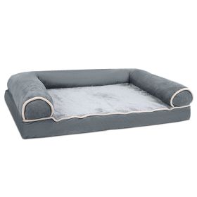 Dog Sofa Bed Plush Suede Egg Crate Foam Removable Washable Non Slip Moisture Barrier Durable Cozy Warm Puppy (Option: DarkGrey_XL)