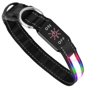 LED Dog Collar 9 Colors Rechargeable Waterproof Adjustable Visible Puppy Safety Light-Up Medium (Option: M)