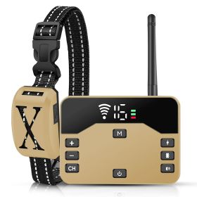 Wireless Electric Dog Fence System Boundary Training Rechargeable No Wire Portable 20-850ft Safe Puppy (Option: Gold_1Collar)