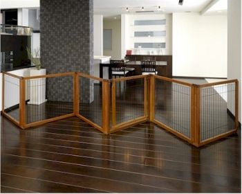 Richell Elite Dog Gate 6 Panel Convertible Wooden Room Divider Barrier Pen (Option: Black)