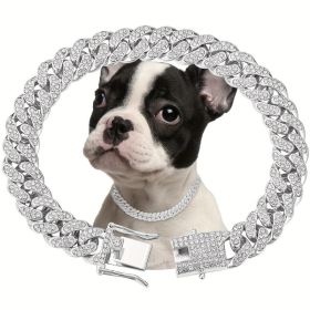Unbranded — Shiny Diamond Safety Metal Necklace Decorative Dog Jewelry Adjustable Accessory Sparkling Wearable Charm (Option: Silver-S)
