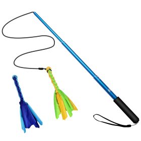 Extendable Dog Flirt Pole Interactive Tug Toy Long Nylon Rope Aluminum Alloy Training Obedience Endurance (Option: Blue)