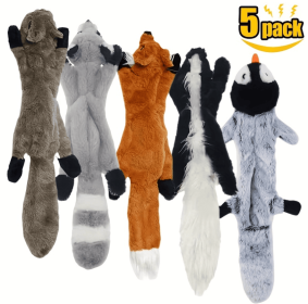 5 Pack Dog Squeaky Toys Crinkle No Stuffing Animals Soft Plush (Option: 5pack)